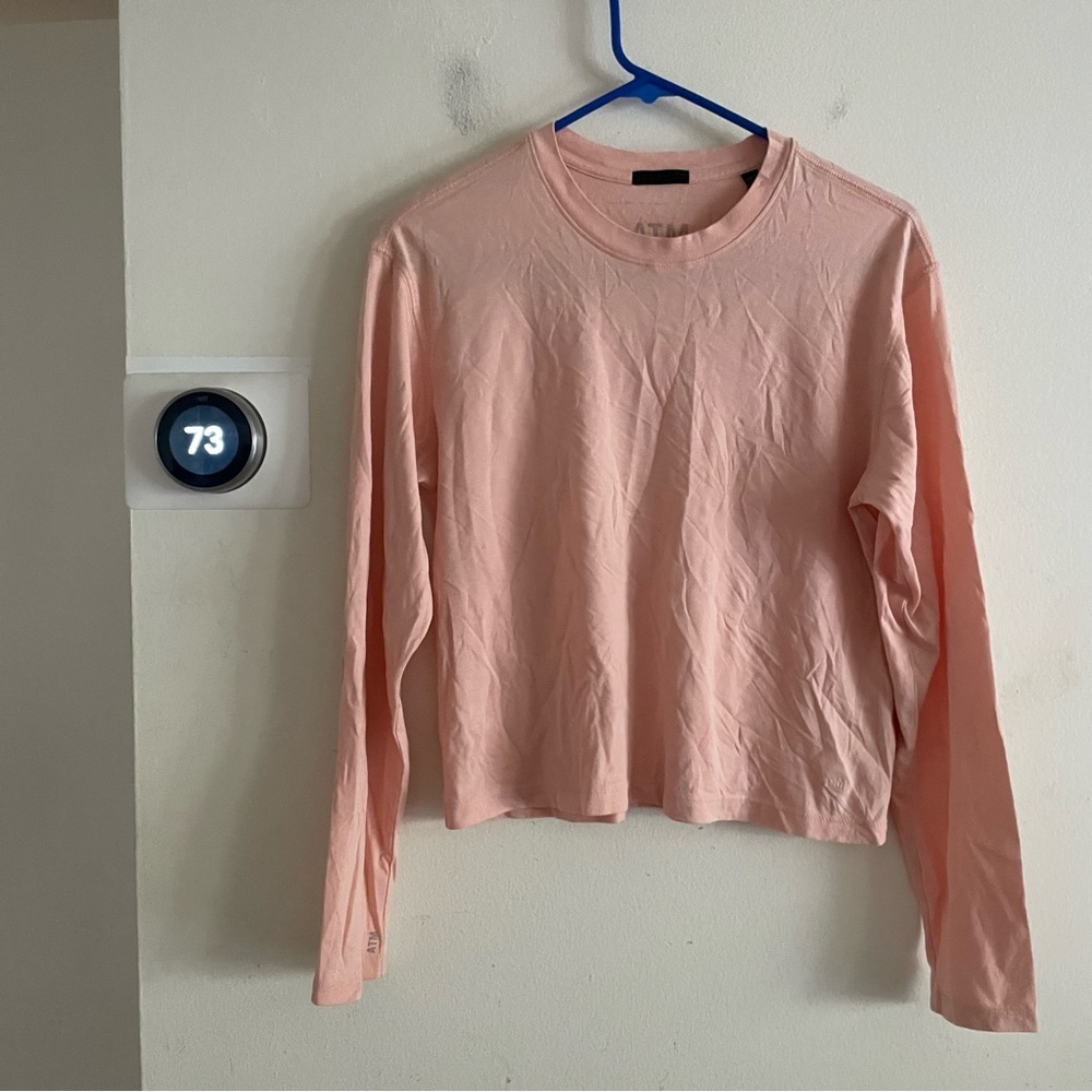 ATM Anthony Thomas Melillo Pink Long Sleeve Relaxed Tee XS - Picture 2 of 5